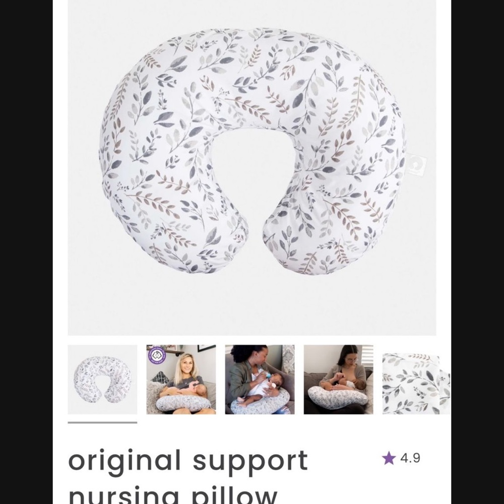 Boppy White and Gray Nursing Pillow U-Shape Support